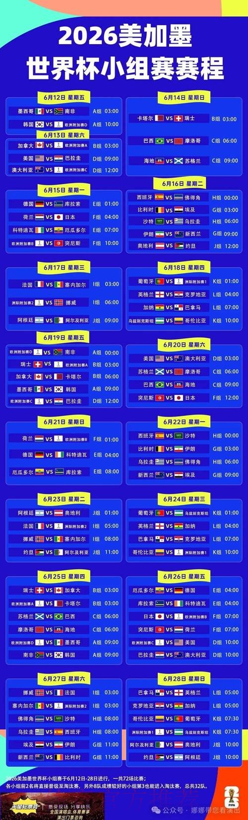 2026世界杯完整赛程官方发布比赛时间表怎么查